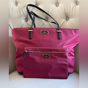 Kate Spade  ad with matching cosmetic case